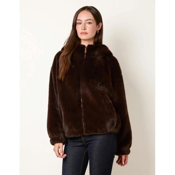 Blue Vanilla Hooded Faux Fur Coat