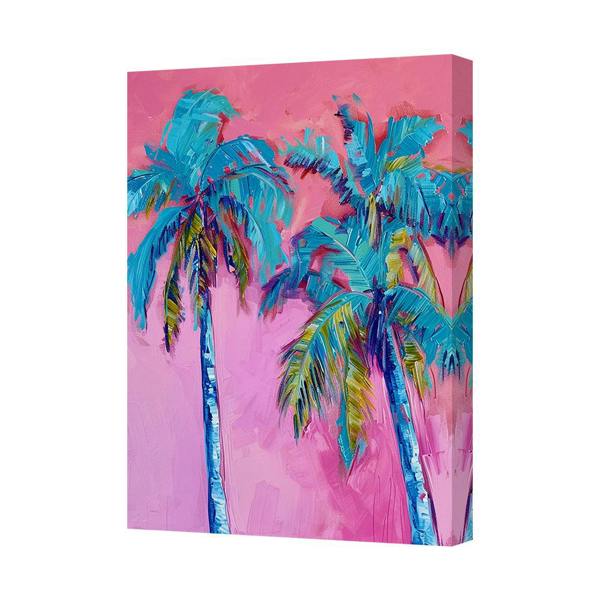 Benjamin Tate Design Palm Trees Pink Canvas Art Print Abstract Tropical Landscape