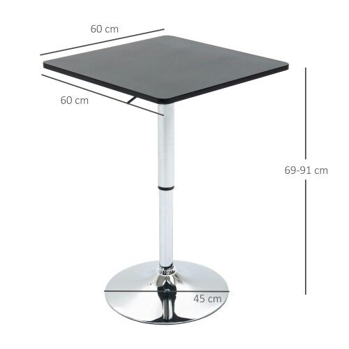 Wyld Haus Eltani Metal And Wooden Black And Silver H8 Adjustable Swivel Bar Table
