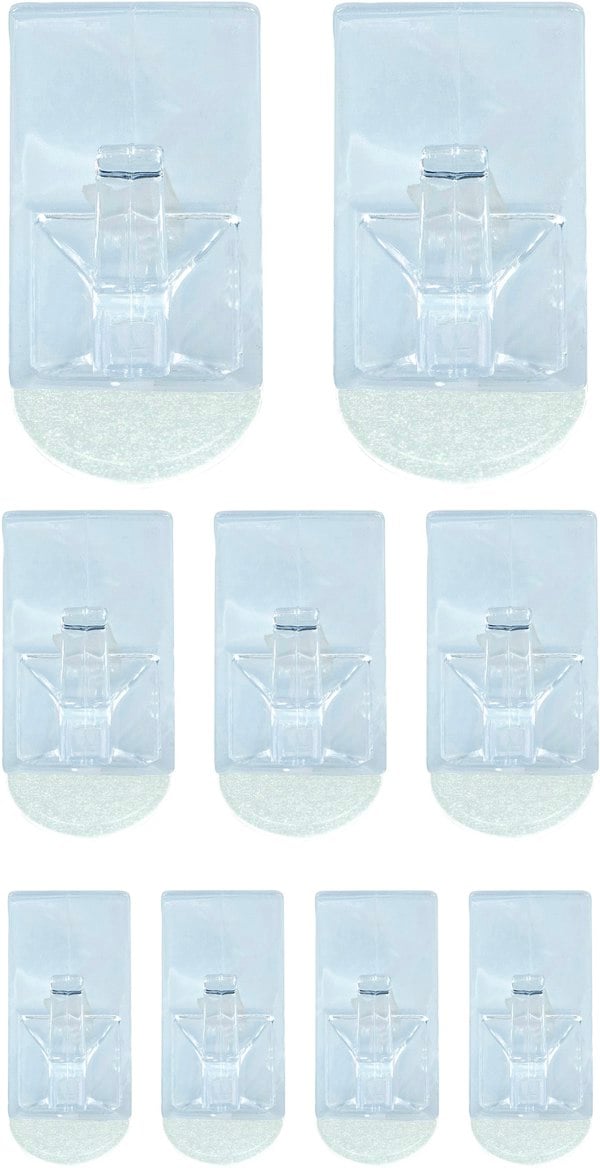 St Helens Assorted Self Adhesive Reusable Square Shaped Plastic Hooks (Pack of 9)