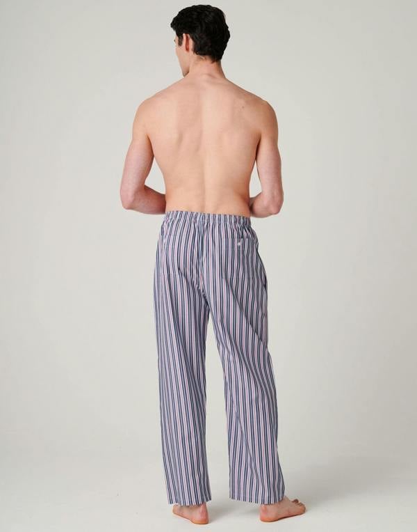 British Boxers Men's Crisp Cotton Pyjama Trousers – Red Pop Stripe