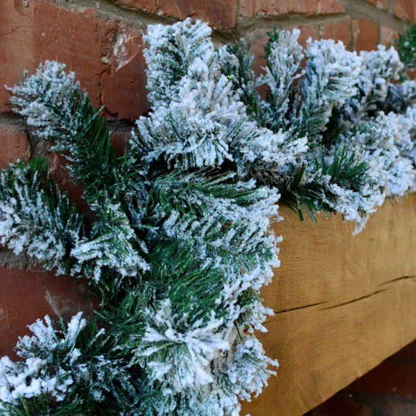 Samuel Alexander Premier 2.7m Snow Flocked Pine Christmas Garland with Glitter Finish