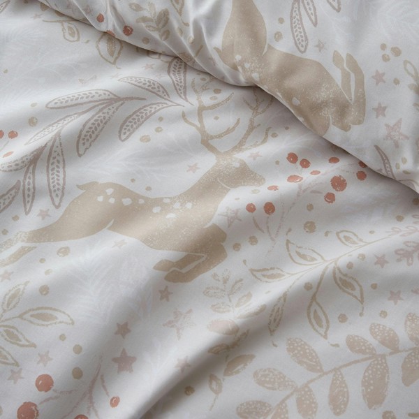 Winter Stags Duvet Cover Set - Red - Natural