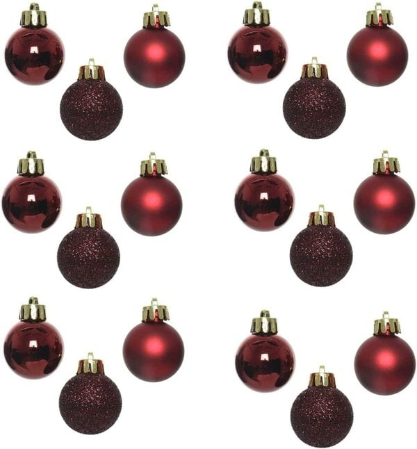 Shatchi Shatterproof Burgundy Christmas Baubles 3cm Pack Sizes for Trees, Garlands and Festive Displays