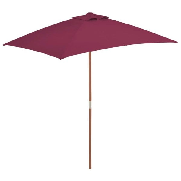 Berkfield Outdoor Parasol with Wooden Pole 150x200 cm Bordeaux Red