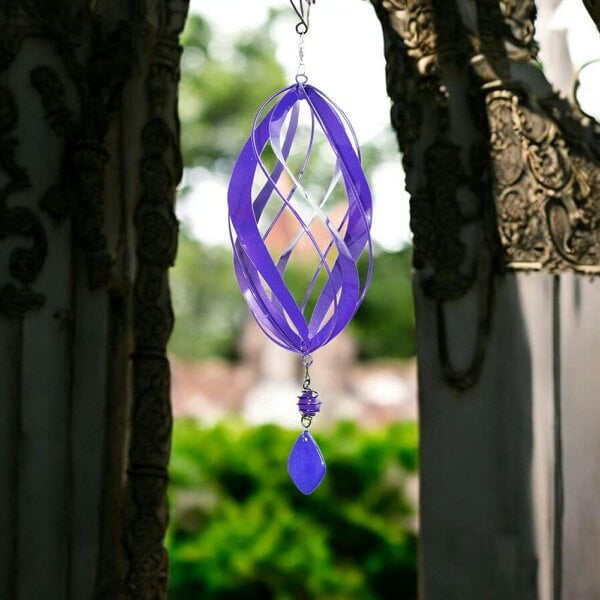 EDH Door Hardware Violet Metal Hanging Spinner – 40cm x 14cm | Wind-Powered Kinetic Garden Ornament | Outdoor Hanging Wind Spinner for Patios