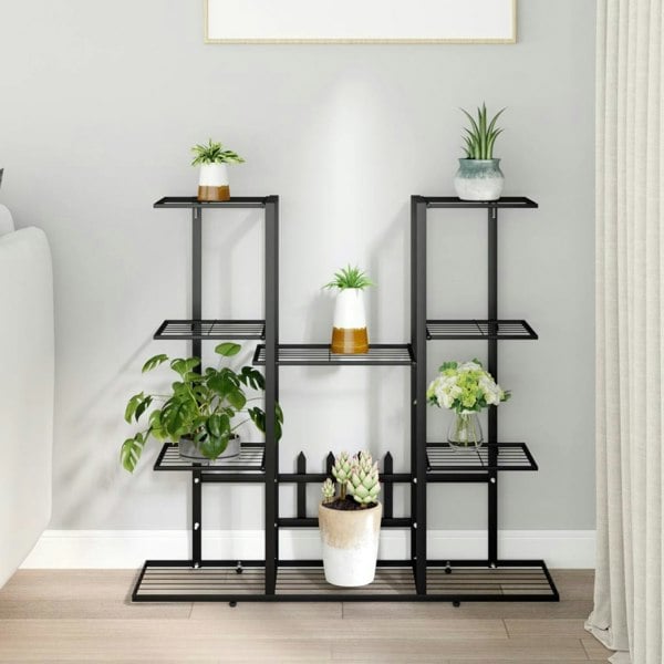 Berkfield Flower Stand 94.5x25x89 cm Black Iron