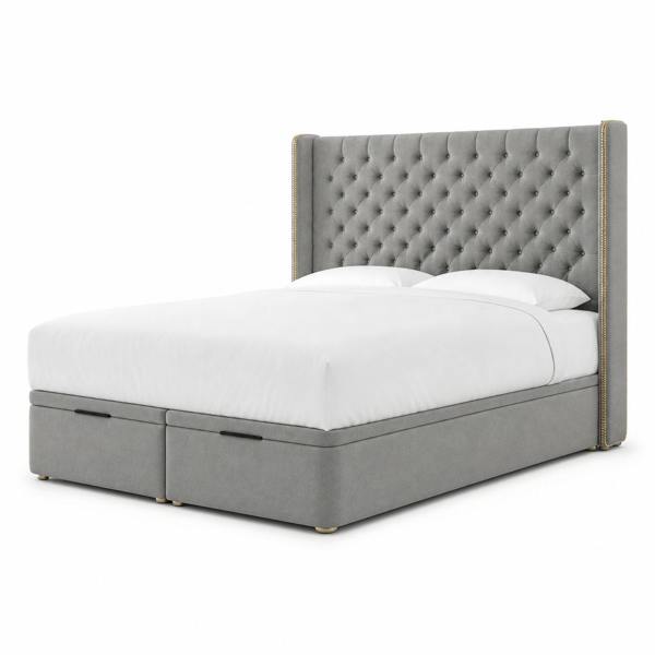 Great British Beds Barcelona Divan Ottoman Bed - Silver Plush