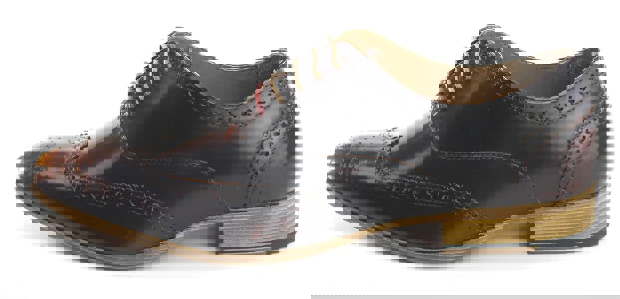 Frank James Norbury Leather Hi Shine Lace Up Mens Brogue Shoes