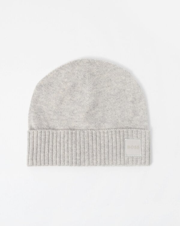 BOSS Orange Akaio R Mens Beanie with Logo Label - Open Grey 086