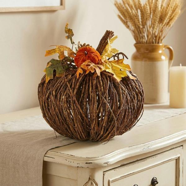 Garden Greatness Decorative Rattan Pumpkin Ornament