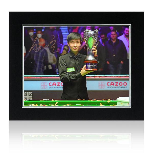 Zhao Xintong Signed Snooker UK Open Image Deluxe Mount