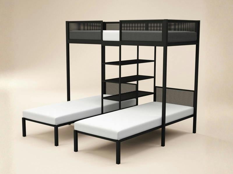 Flair Axton Metal Triple Bunk Bed Black