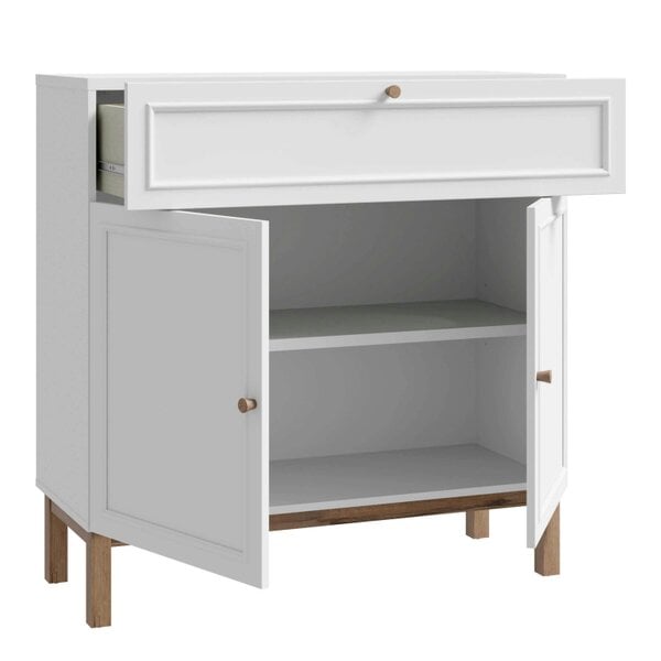 Wyld Haus Sofia Light Grey and Oak Wood 2 Door 1 Drawer Cabinet