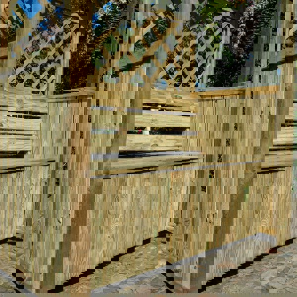 Garden Arbour with Roof, trellis and seat storage, Tanalised Timber