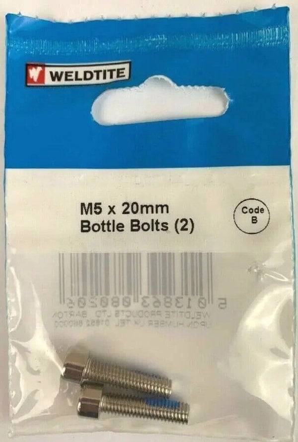Weldtite Bike Bits M5 x 20mm Bottle Bolts x 2 WEL8020 155720360692