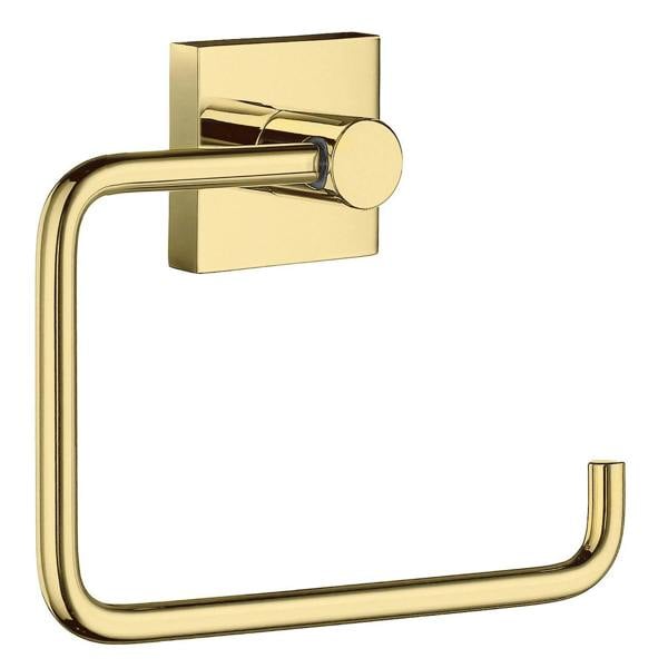 Polished brass toilet roll holder
