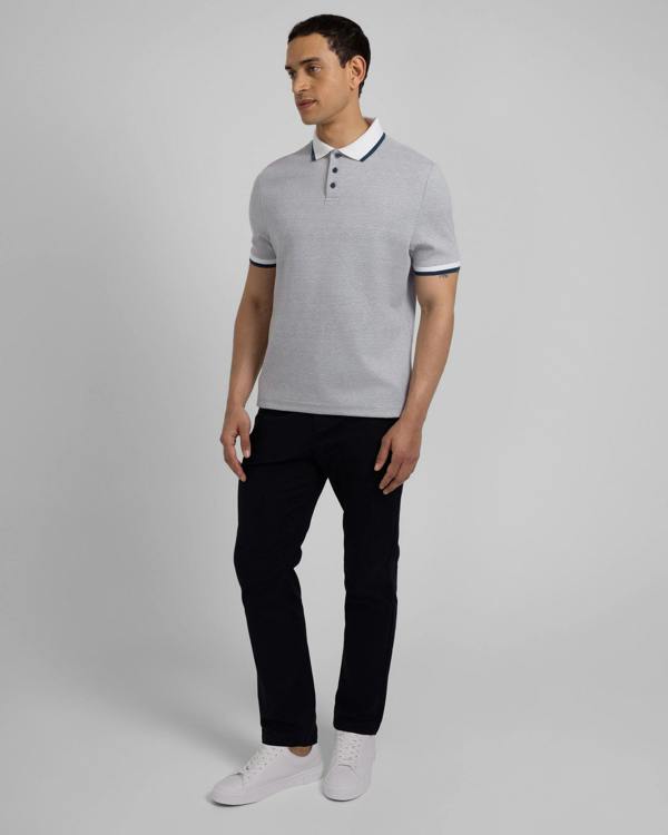 Steel & Jelly Bevan - Two-Tone Abstract Stripe Polo Shirt
