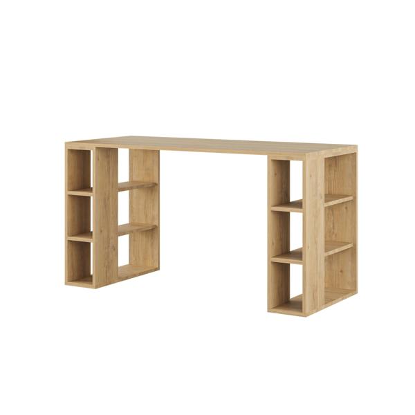 Decortie Colmar Modern Desk with Integrated 6-Shelf Bookshelf Storage Width 140cm