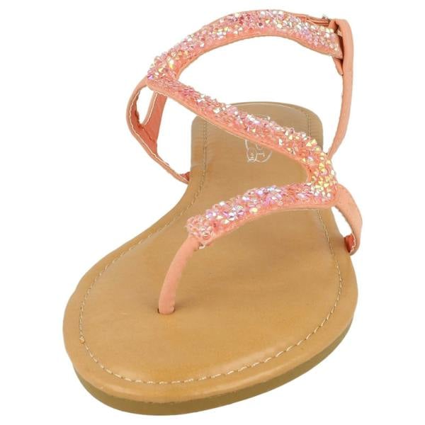 Spot On Ladies Spot On Open Toe Glitter Swirl Sandals
