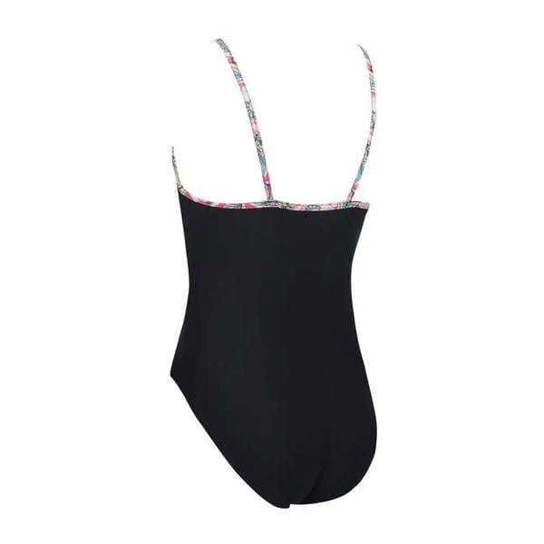 Zoggs girls heavenly classicback swimsuit in black with floral straps