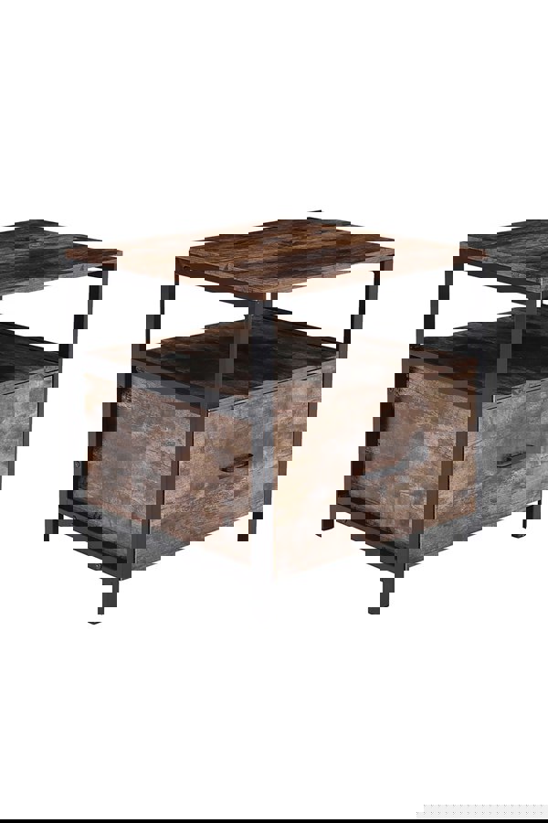 Living and Home 55cm W x 51cm D x 56cm H Industrial 1 Drawer Bedside Table Bedroom