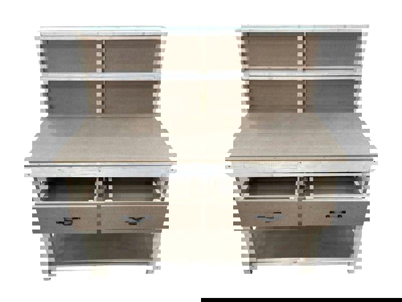 Wooden MDF Top Workbench – Durable Tool Cabinet with Drawers and Back Panel, Ideal for Dry Indoor Spaces Such as Garages, Workshops, and Studios.
