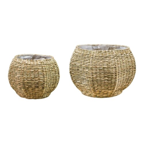 Ivyline Norwick Seagrass Pumpkin Basket Set of 2