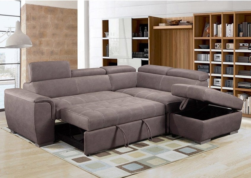 Nevada Corner Sofa bed - Tilting Headrest + Storage Ottoman