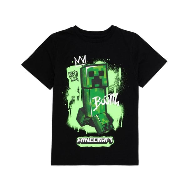 Minecraft Childrens/Kids Creeper T-Shirt (Pack of 2) - White/Black