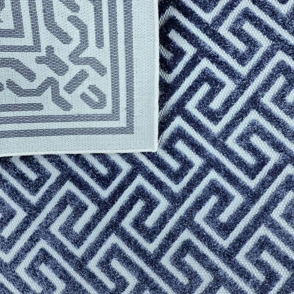 Outdoor Rug Navy Blue Large XL Small for Garden Patios Decking Gazebo Soft Woven Greek Key Geometric Mat