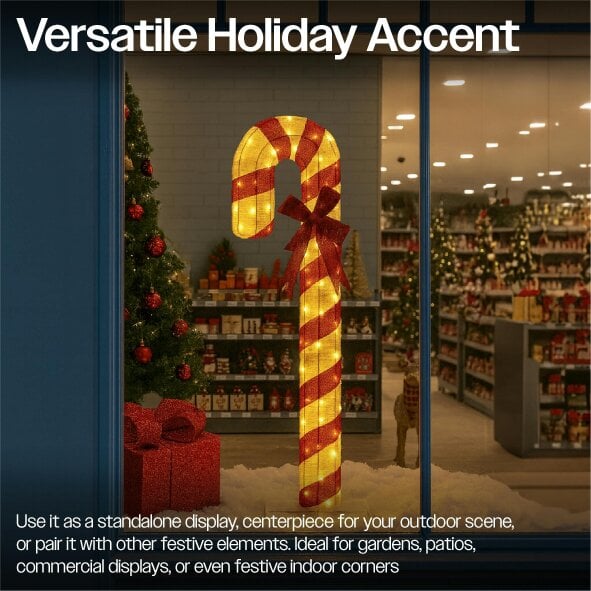 Scotts of Stow Xmas Haus 150cm Festive Christmas Outdoor LED Candy Cane Walking