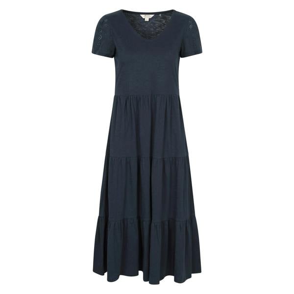 Mountain Warehouse Womens/Ladies Malaga Tiered Broderie Sleeve Dress - Navy - 