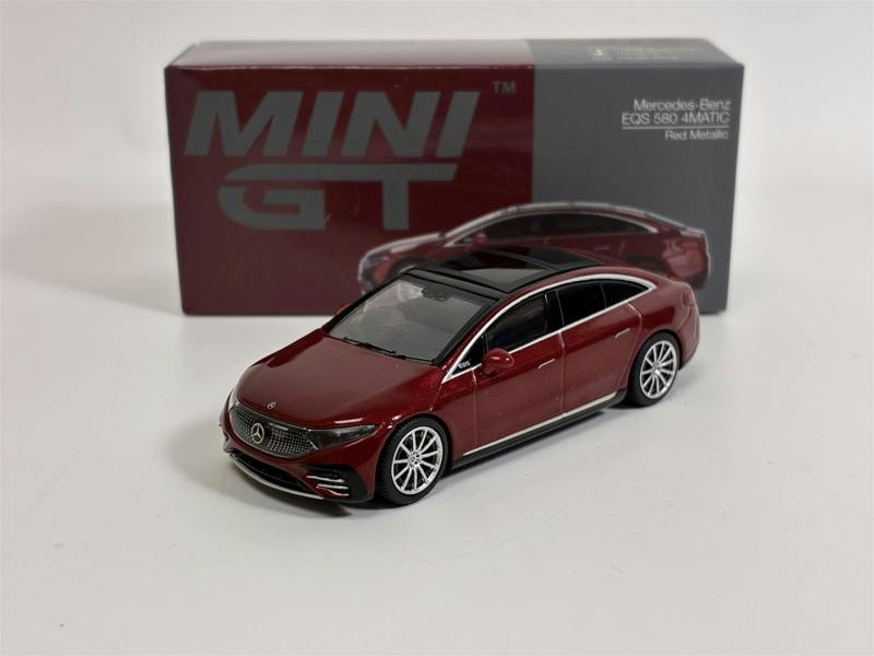MCSlots Mercedes Benz EQS 580 4MATIC Red Metallic RHD 1:64 Mini GT MGT00970R
