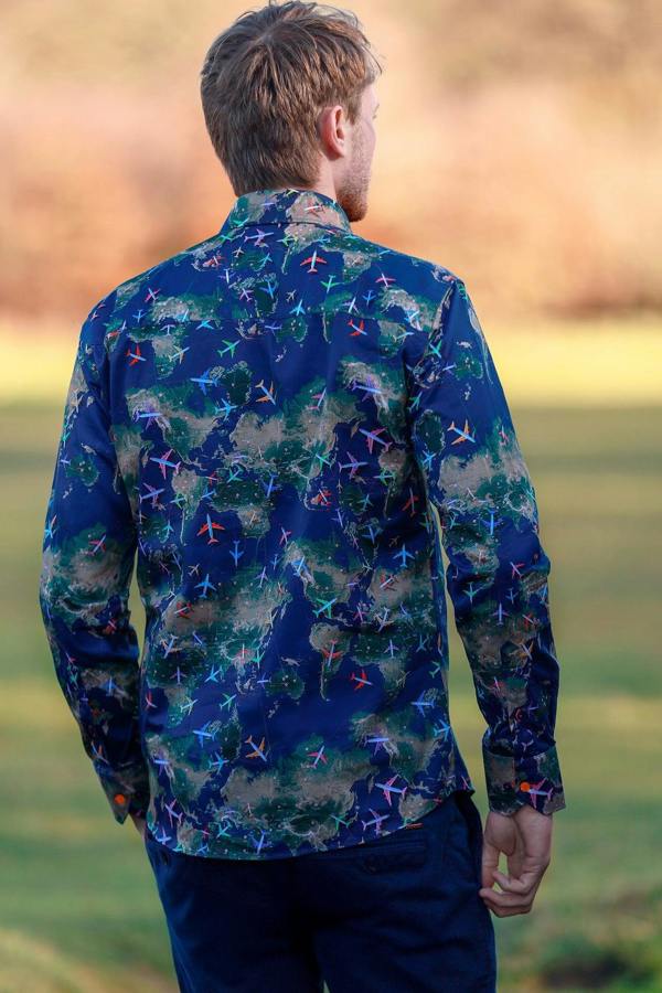 FLIGHT MAP PRINTED SHIRT – Premium Men's Patterned Shirt by Claudio Lugli | Bold Design, Tailored Fit, Best Printed Shirts