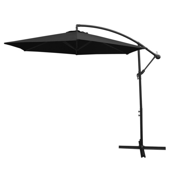 Anthracite 4-piece sofa set featuring a sleek black parasol with a sturdy base, perfect for outdoor relaxation and style