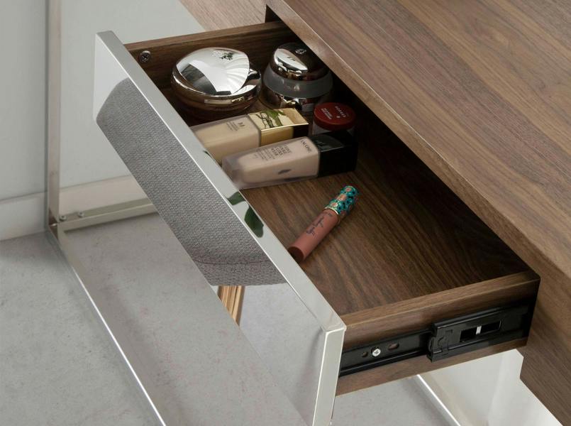 Angel Cerdá Rectangular Walnut and Chromed Steel Console Table 3111