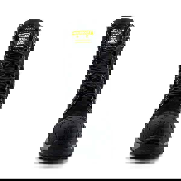 Buckbootz Blastz Tradez Mens High Leg Side Zip Up Safety Boots, black high-leg safety boots with side zipper and rugged sole.