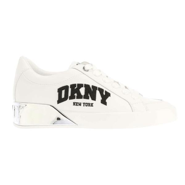 DKNY Womens/Ladies Maben Varsity Leather Lace Up Trainers - White - 