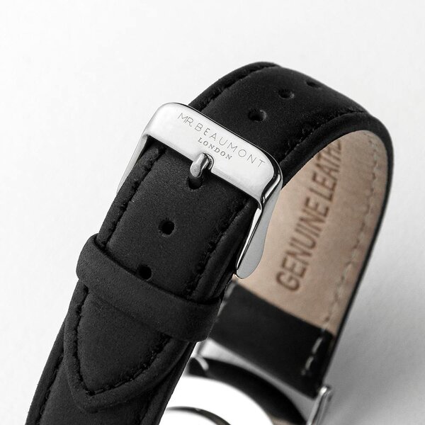 Men's Modern Vintage Personalised Leather Watch | Black