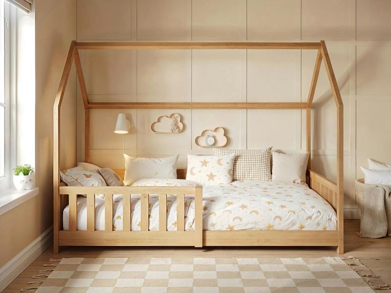 Flair Explorer Single Play House Floor Bed with Rails Wooden