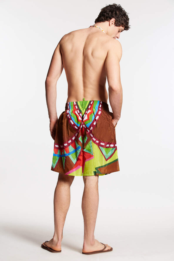 Dsquared2 Colourful Abstract Design Swim Shorts - Brown