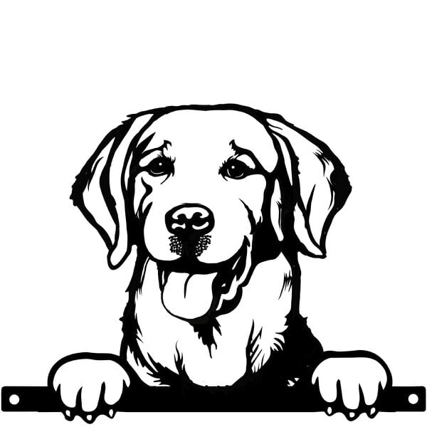 EDH Door Hardware Metal Labrador Retriever Peeking Dog Silhouette – 28cm x 32cm | Decorative Metal Labrador Art for Home & Garden Décor