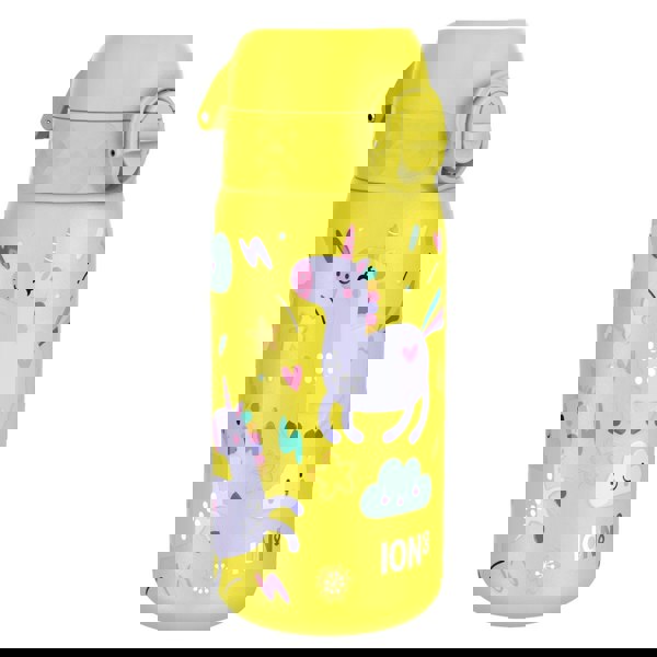 ION8 Leak Proof Kids Water Bottle, Stainless Steel, Yellow Unicorns, 400ml (13oz)