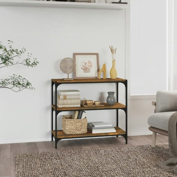 Berkfield Book Cabinet Smoked Oak 80x33x70.5 cm Engineered Wood and Steel