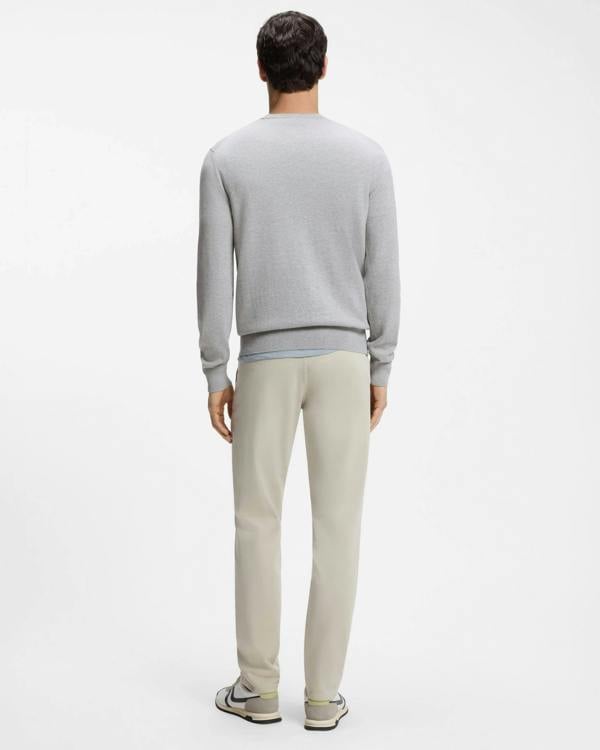 BOSS Orange Kanovano Mens Crew Neck Jumper - Open Grey 086 | CHO | Designer Mens Jumpers