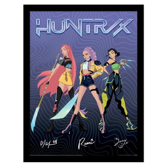 K-Pop Demon Hunters Huntrix Signature Framed Poster - Multicoloured
