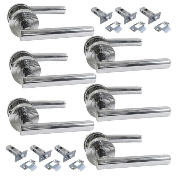 EDH Door Hardware Straight T Bar Internal Latch & Tubular Latch, Essential Sets for Internal, Featuring Polished Chrome Finish