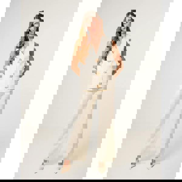 Blue Vanilla Two -Piece Set With Gold Button Details