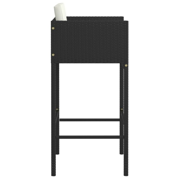 Berkfield Bar Stools 4 pcs with Cushions Black Poly Rattan